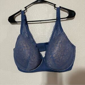 Thirdlove blue graphic lace plunge bra - size 40F